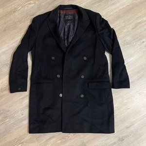 New Mens All Saints Navy Moon Wool Pea Coat